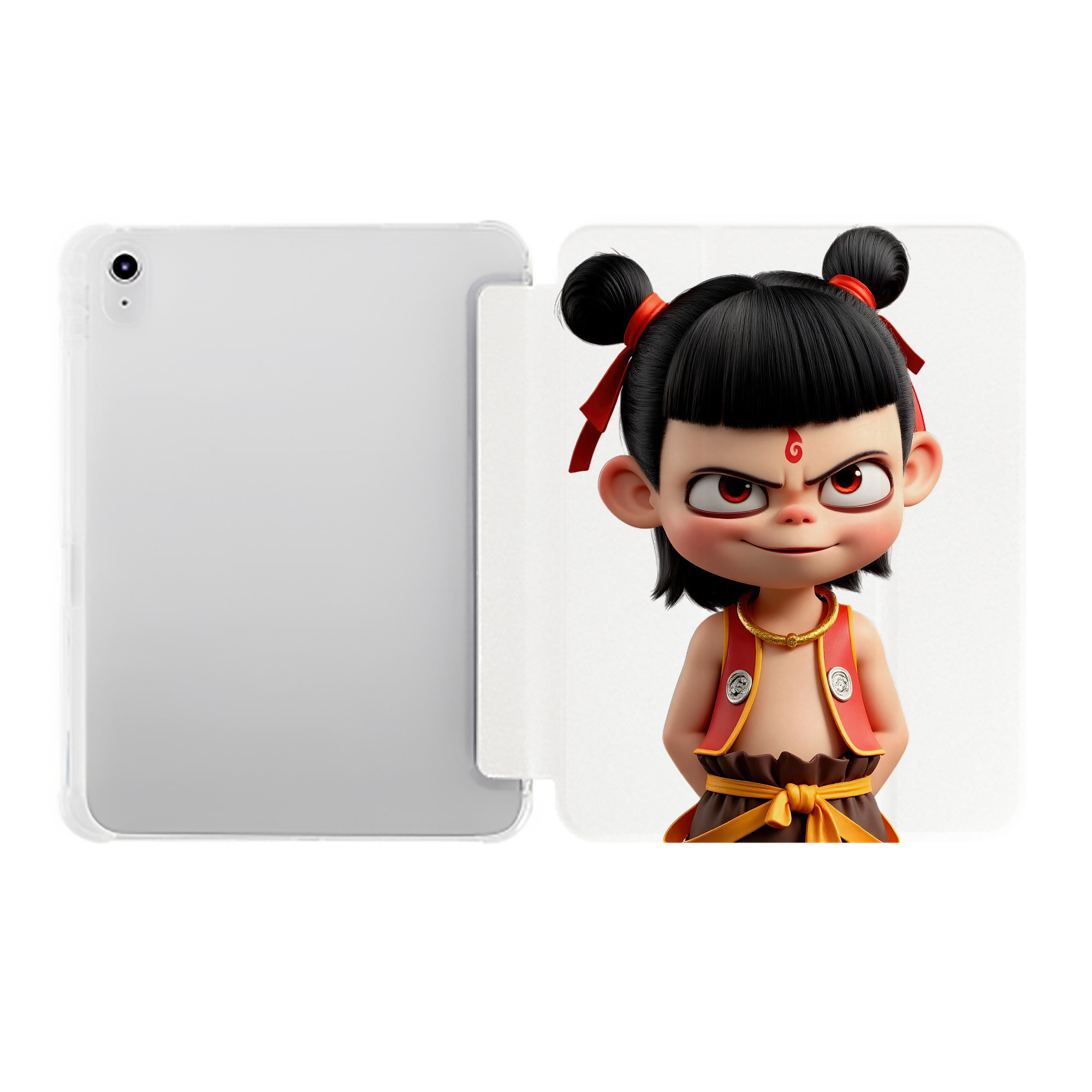 （画像用） Ne Zha 2 ナタ 魔童の大暴れ IPad ケース ペン収納付き 三つ折りスタンド PUレザー×シリコン 対応機種9.5/10.5/10.9インチ